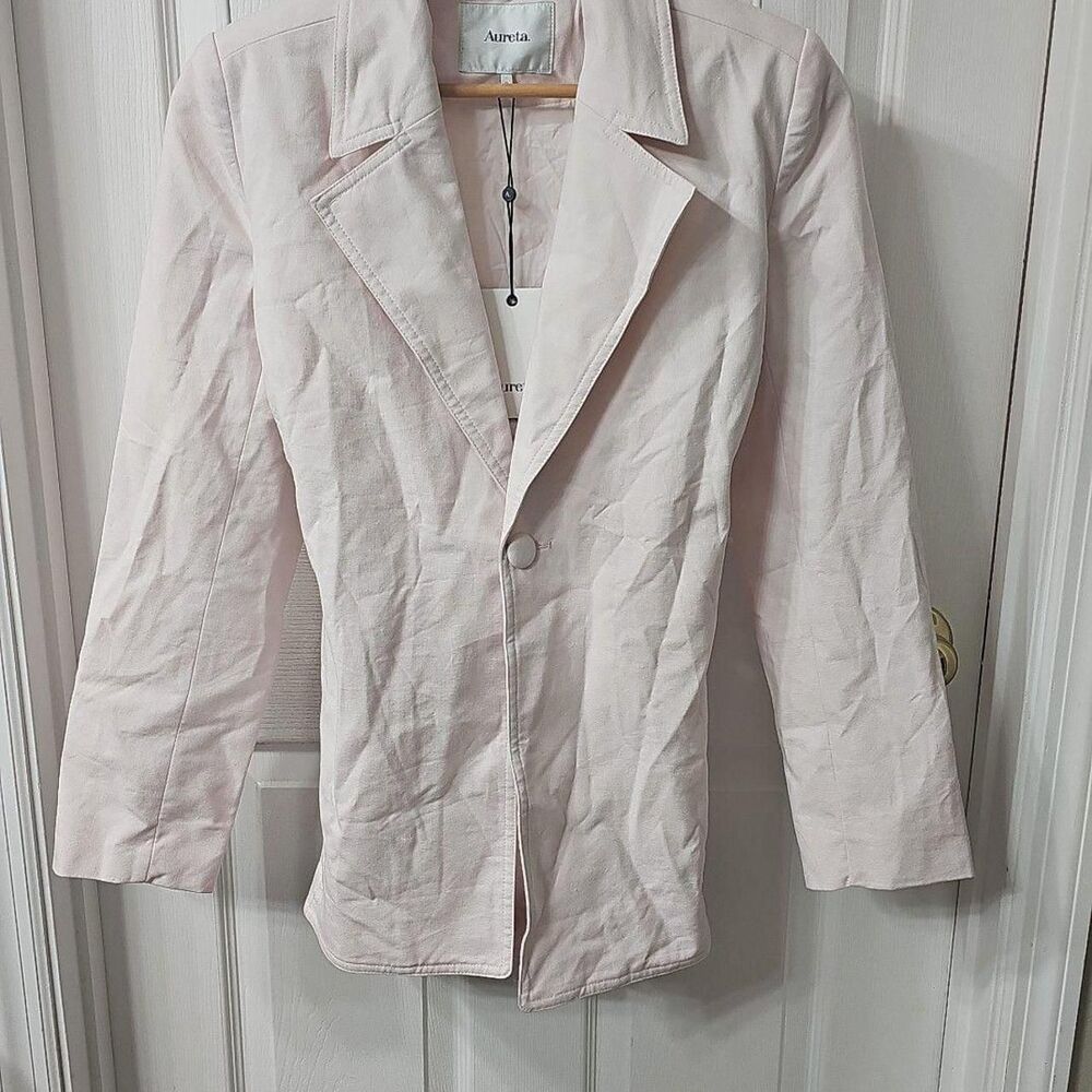 Free People Mariah Blazer Tie-Back Cutout Jacket in Fairy Floss Pink Size S NWT